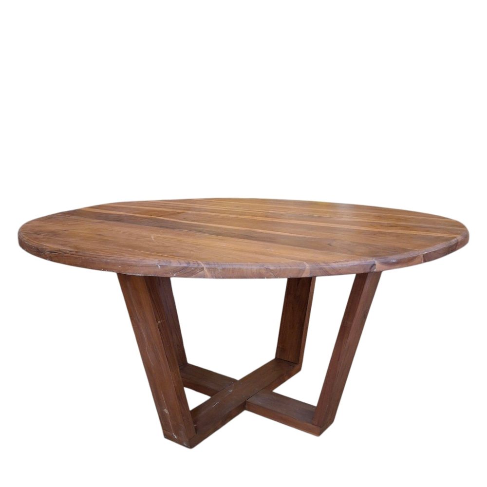 Tavolo etnico rotondo in legno di teak stile moderno