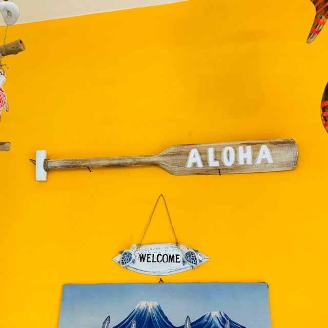 Pagaia decorativa Aloha in legno etnico artigianale - ETNICBAY