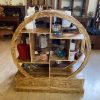 Libreria rotonda etnica in legno teak shabby chic - ETNICBAY