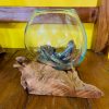 Bicchiere etnico vetro fuso su radice vaso orchidea - ETNICBAY