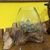 Vaso orchidea in vetro su legno soprammobile etnico - ETNICBAY