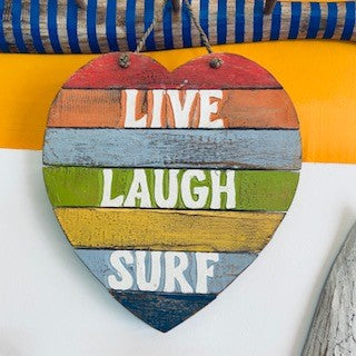 Cuore in legno cartello decorativo stile surfista - ETNICBAY