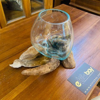 Vaso etnico in vetro su radice calice soprammobile - ETNICBAY
