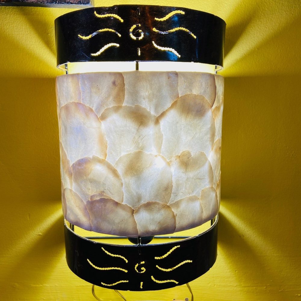 Applique madre perla ferro battuto lampada parete