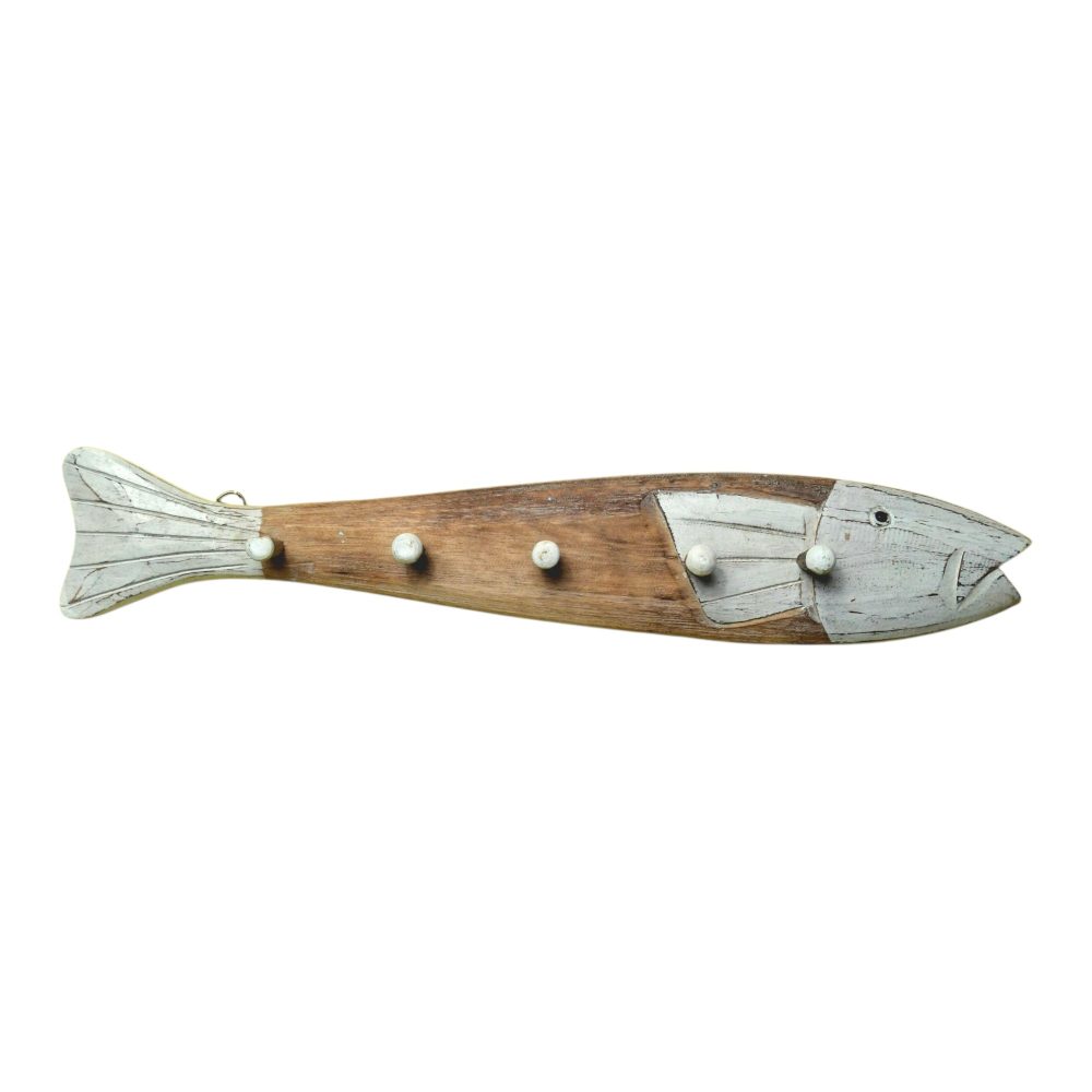 Attaccapanni pesce stile etnico intagliato appendiabiti - ETNICBAY