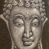 Quadro Buddha dipinto su tela nero grigio argento - ETNICBAY
