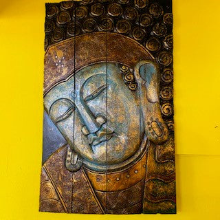 Buddha Pannello Deco Rilievo Quadro Legno Pieghevole - ETNICBAY
