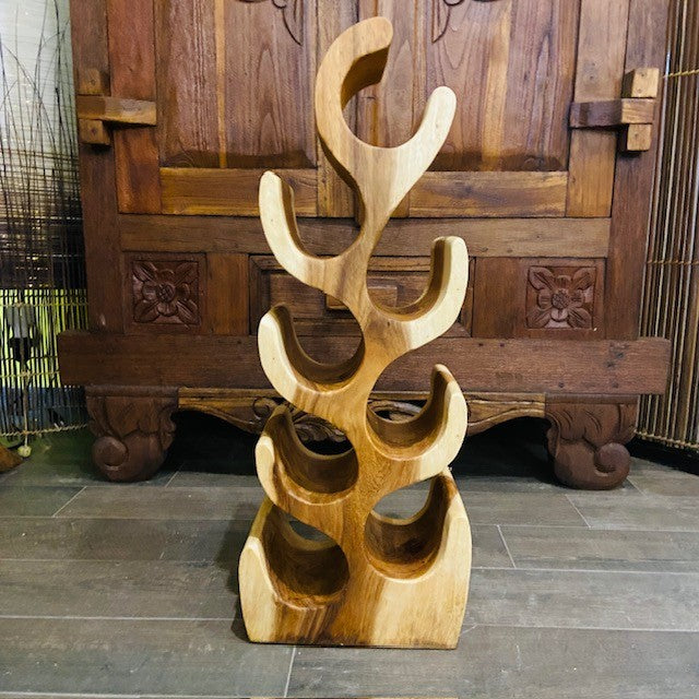 Cantinetta Porta Vino Etnica in legno Suar Massello della Linea Flintstones - ETNICBAY