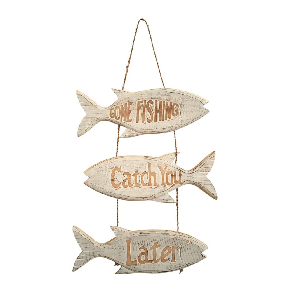Cartello in legno forma di pesce stile marinaro