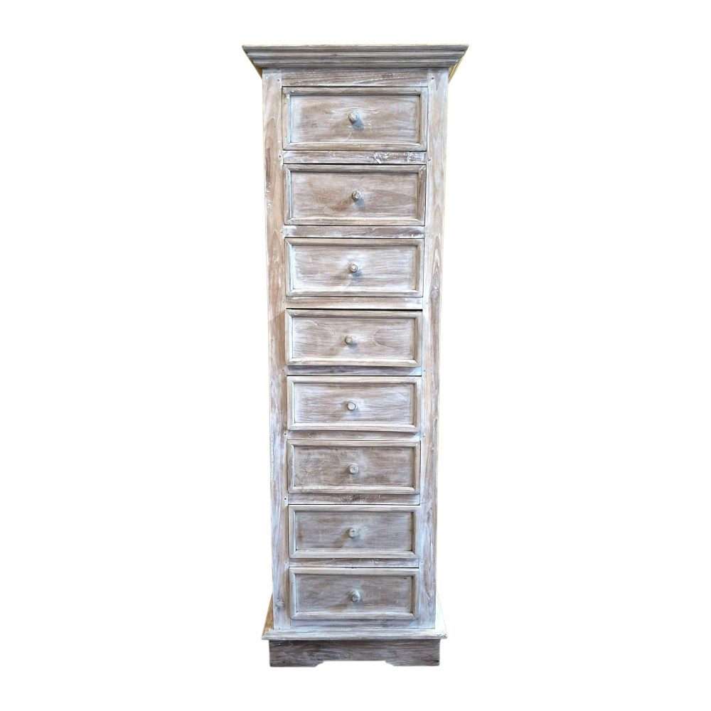 Cassettiera 8 cassetti in legno Teak shabby chic - ETNICBAY