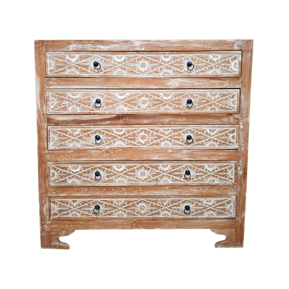 Cassettiera etnica in teak mobile shabby chic porta tv - ETNICBAY