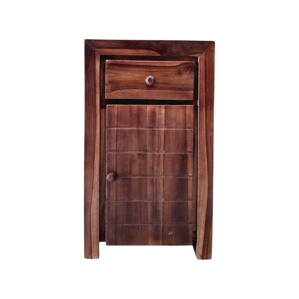Comodino etnico in legno teak stile minimal artigianale - ETNICBAY