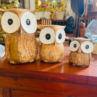 Gufi Set 3 Statuette Soprammobili Civetta Etnica - ETNICBAY