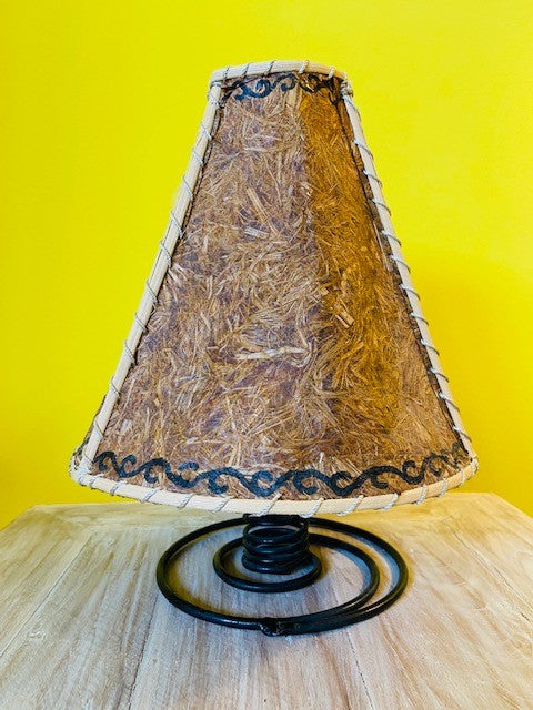 Lampada etnica a molla abatjour tessuto naturale - ETNICBAY