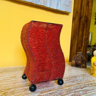 Lampada etnica abatjour ferro con perline rosse - ETNICBAY