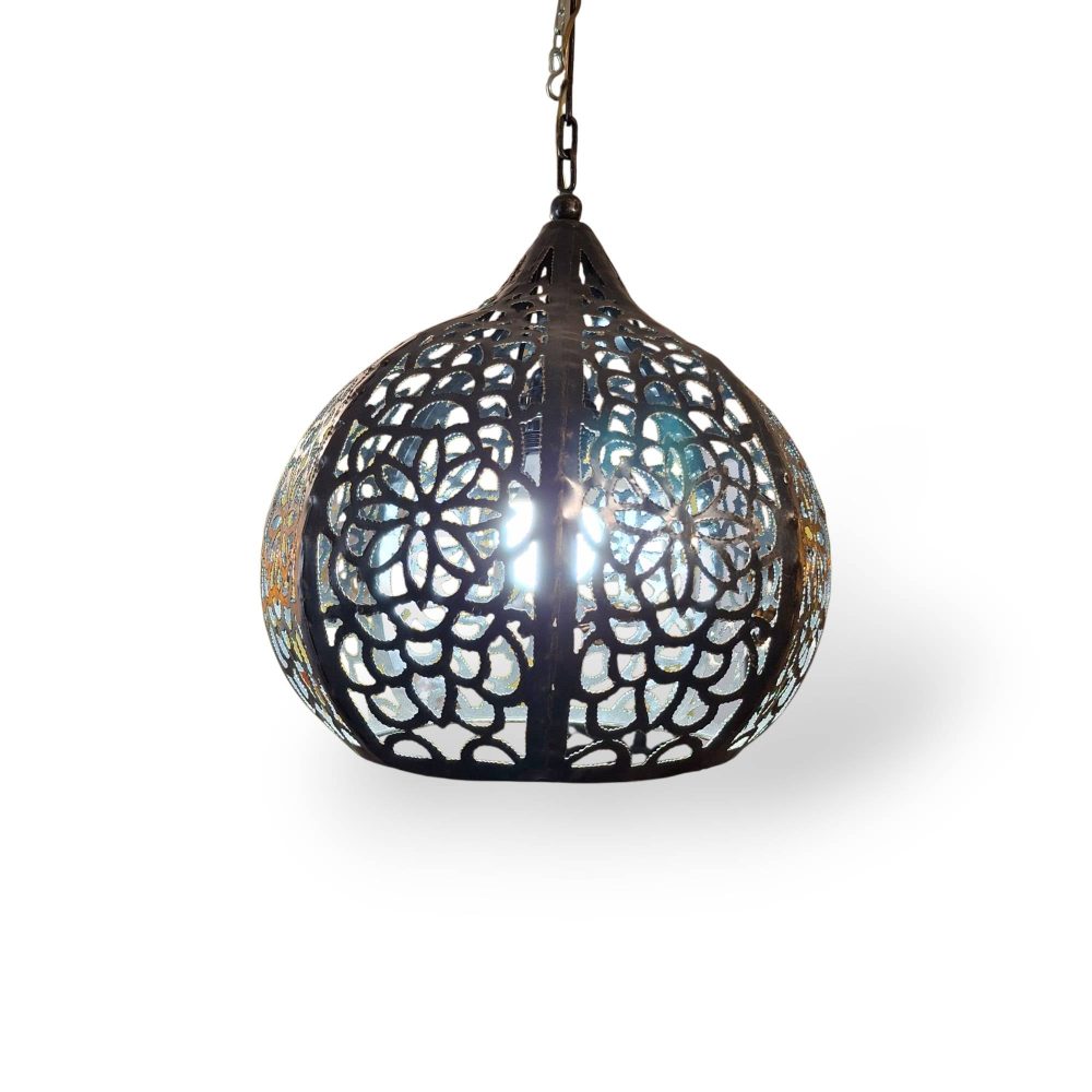 Lampadario etnico in ferro battuto design floreale - ETNICBAY