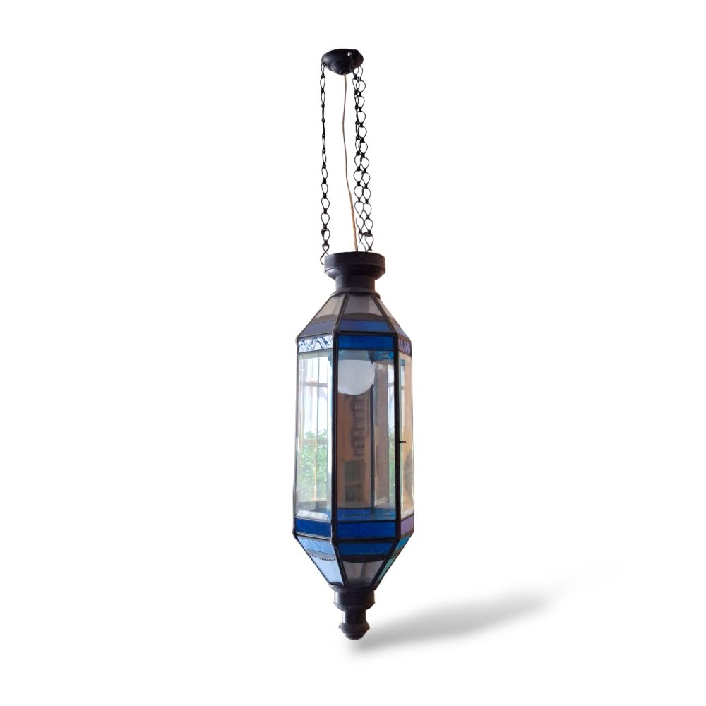 Lampadario etnica in vetro e ferro battuto lanterna vintage - ETNICBAY