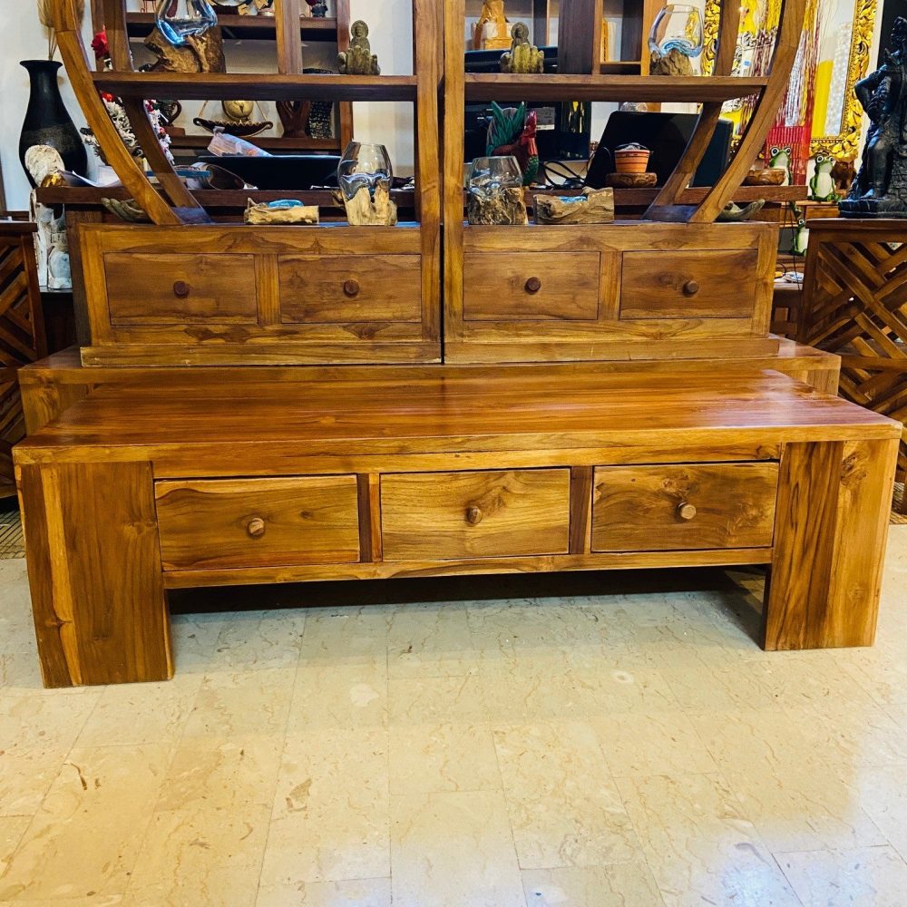 Tavolino Salotto Minimal In Legno Teak Porta Tv - ETNICBAY