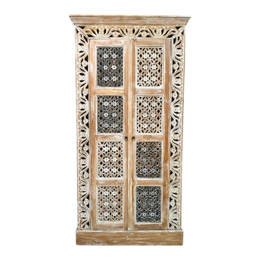 Mobile credenza a colonna etnica intagli floreali - ETNICBAY