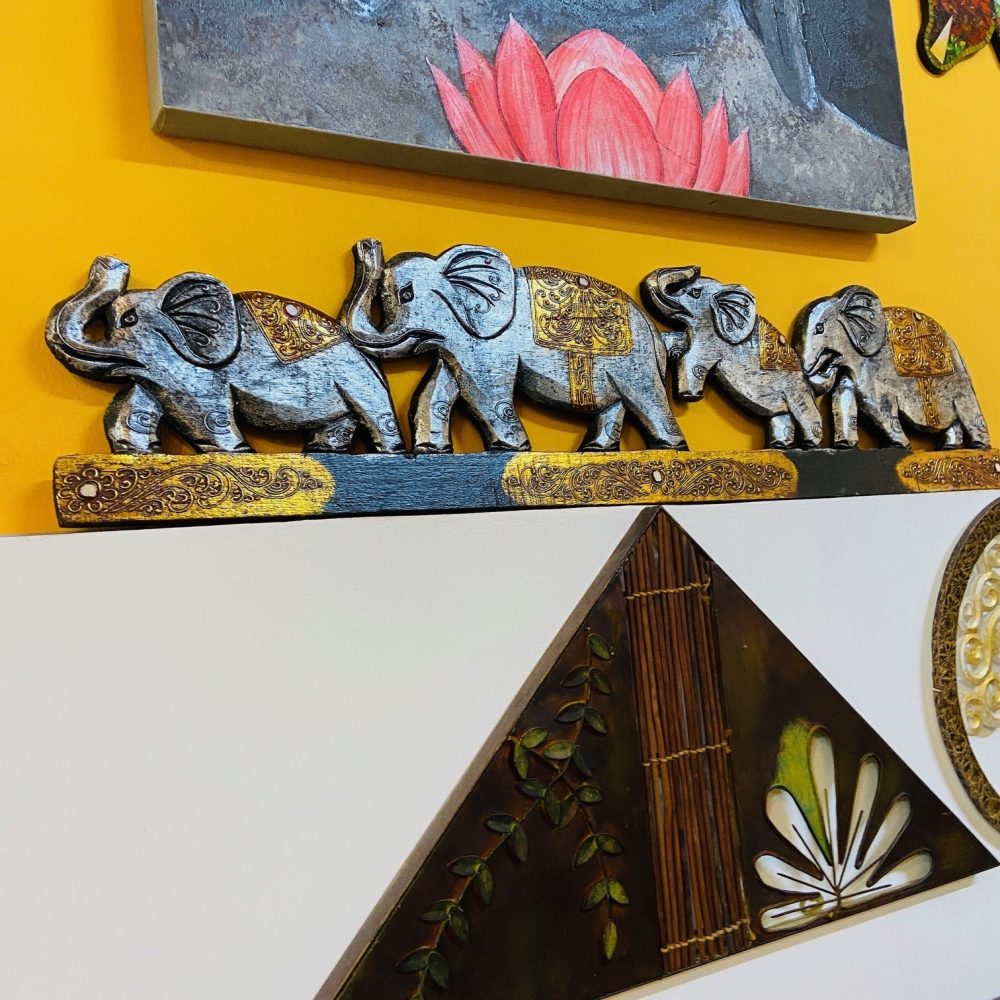 Pannello Elefanti porta fortuna arredo etnico om