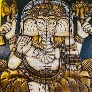 Quadro Ganesh Pannello Legno Arredamento Etnico - ETNICBAY
