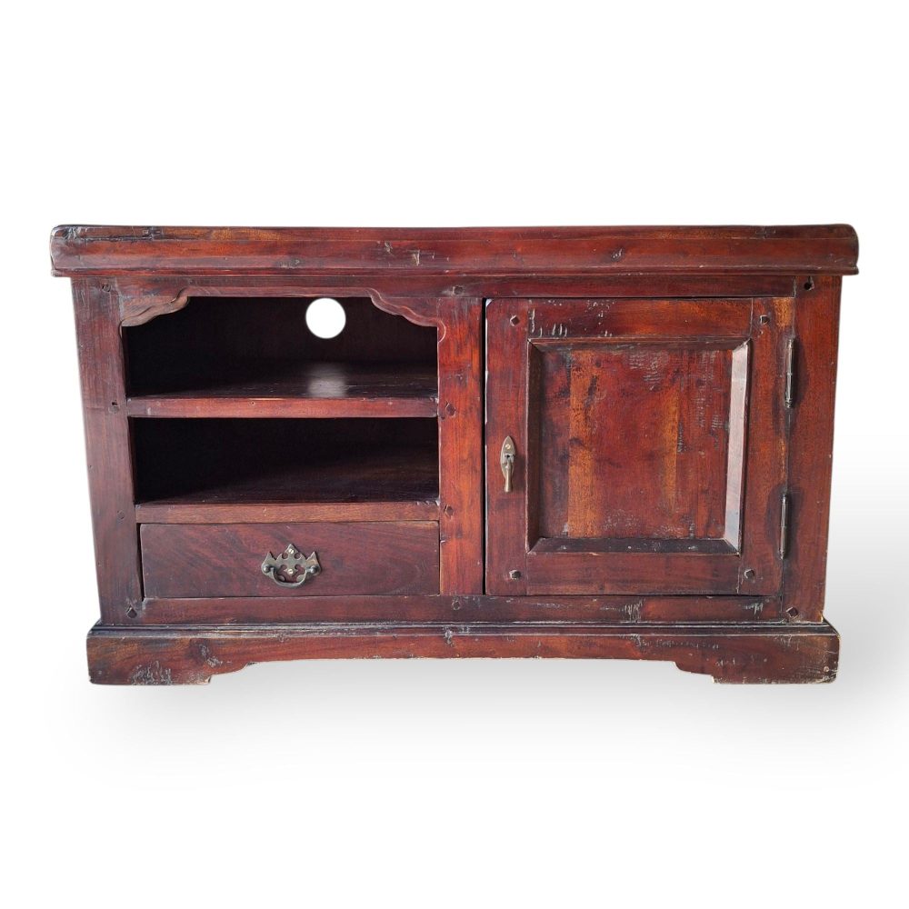 Porta Tv Vintage Mobile Etnico Tavolo Legno Teak - ETNICBAY