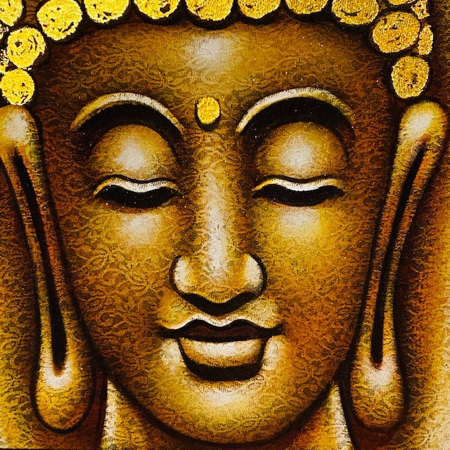 Buddha quadro con ricamo dipinto su tela etnico om - ETNICBAY