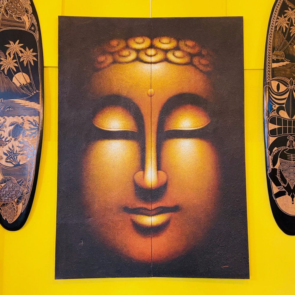 Buddha quadro etnico su tela dipinto oro e nero - ETNICBAY