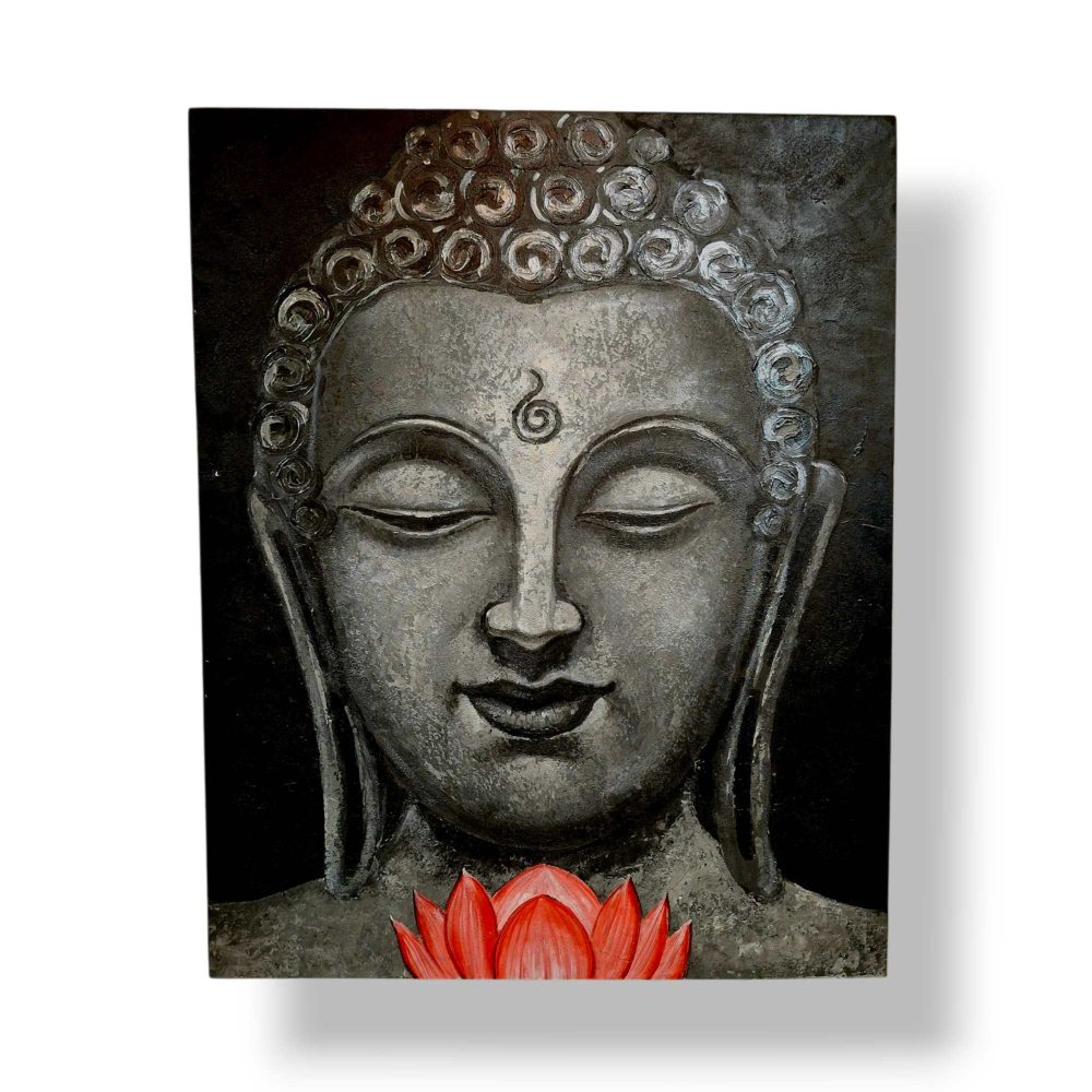 Quadro etnico acrilico su tela Buddha fiore di loto - ETNICBAY
