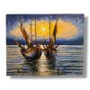 Quadro etnico acrilico su tela barche a vela sul mare - ETNICBAY