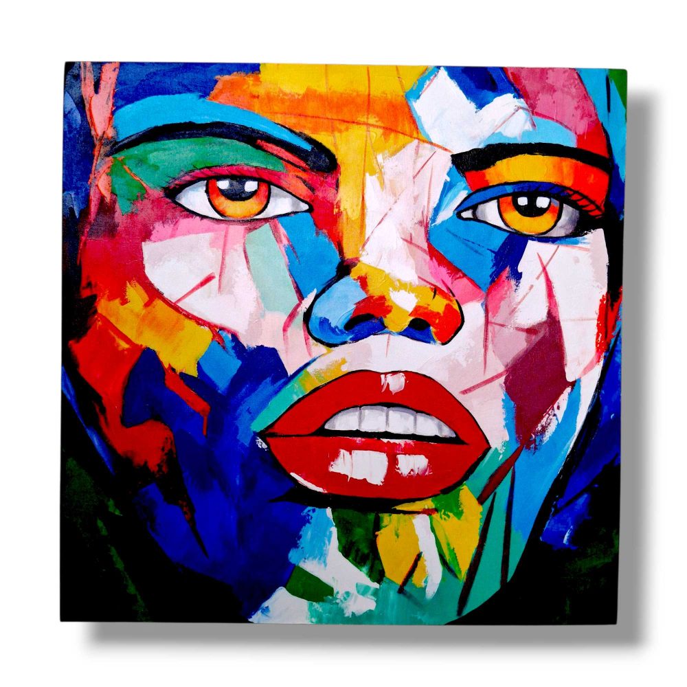 Quadro etnico artigianale volto astratto neo cubismo - ETNICBAY