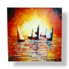 Quadro etnico barche a vela al tramonto acrilico su tela - ETNICBAY