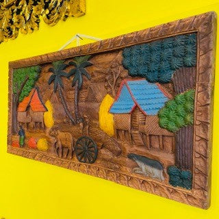 Pannello decorativo paesaggio orientale in legno - ETNICBAY