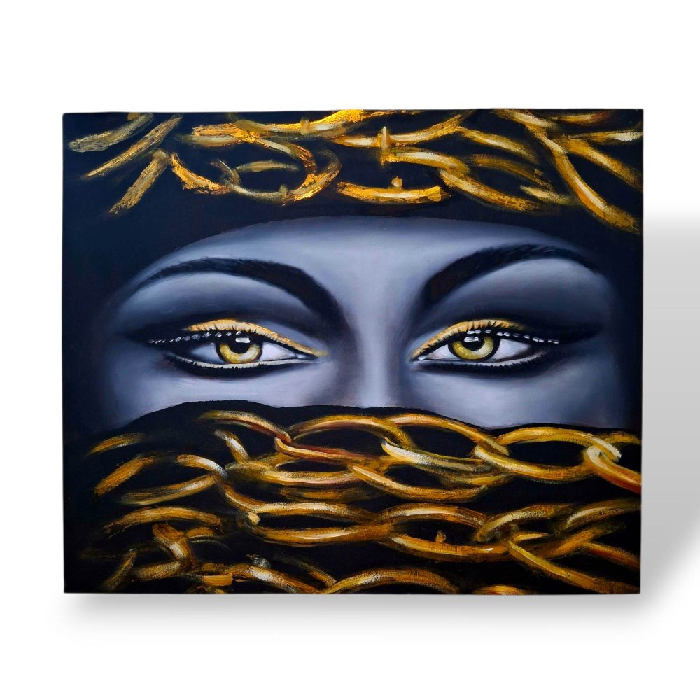 Quadro etnico olio su tela sguardo di donna incatenato - ETNICBAY
