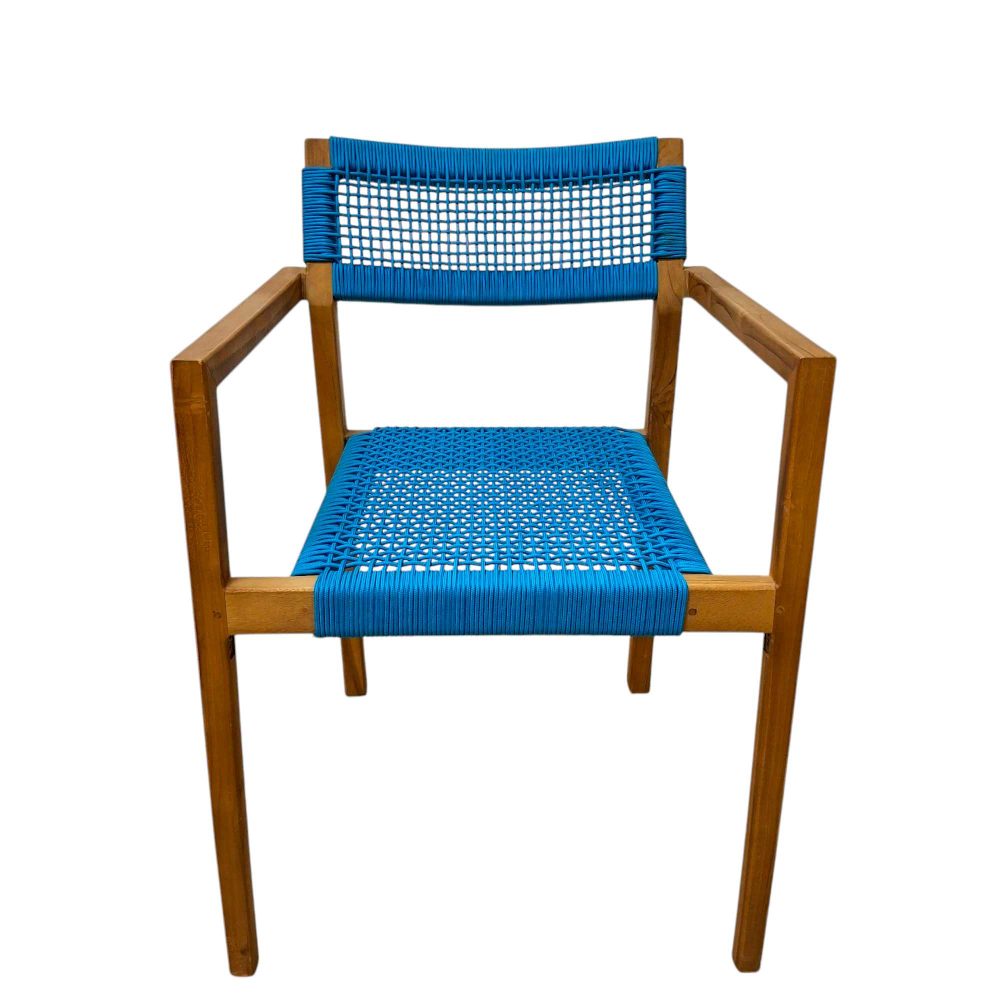 Sedia ergonomica legno teak con corde in treccia