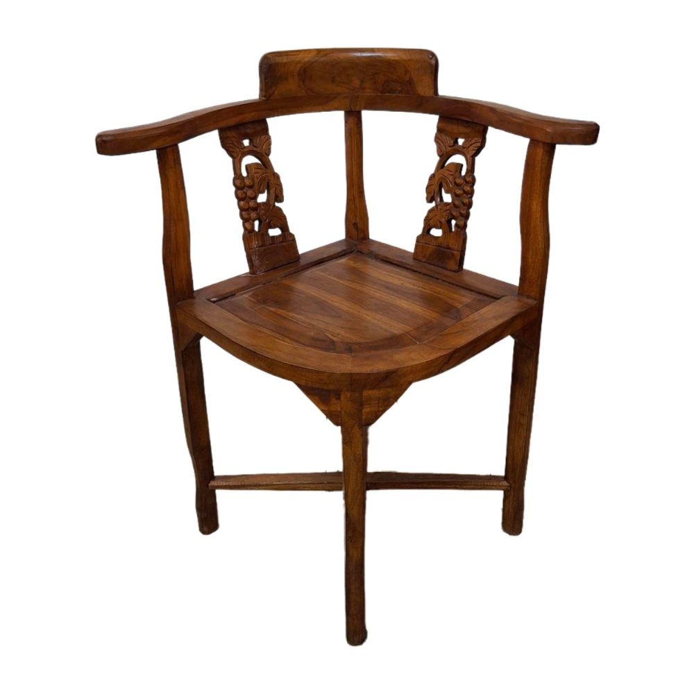 Sedia etnica in teak con intagli floreali - ETNICBAY