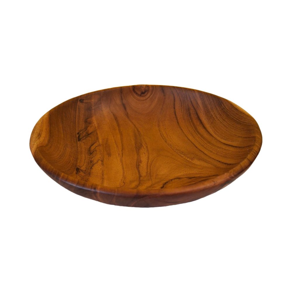Piatto artigianale in legno teak grande