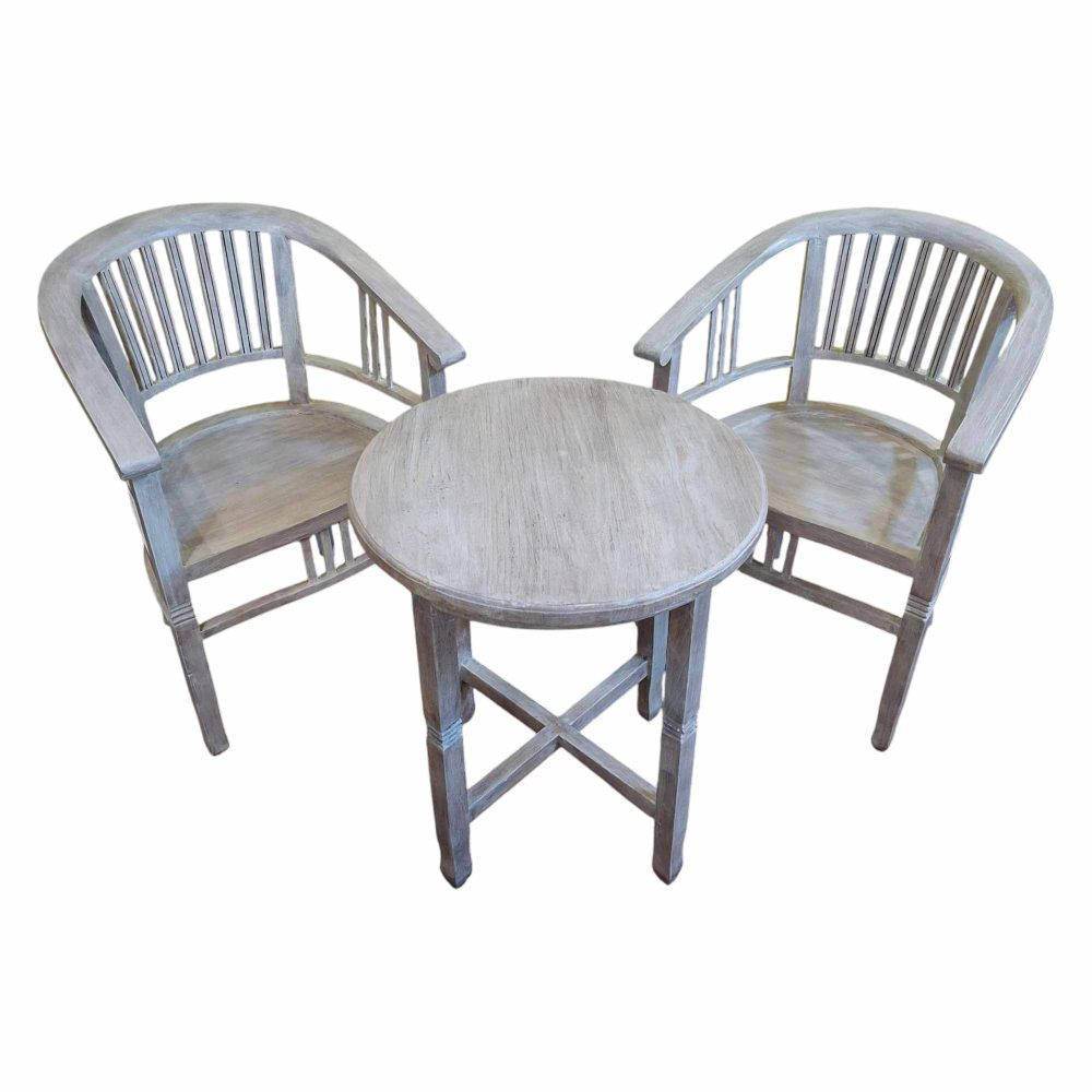 Set tavolino e sedie in legno teak shabby chic