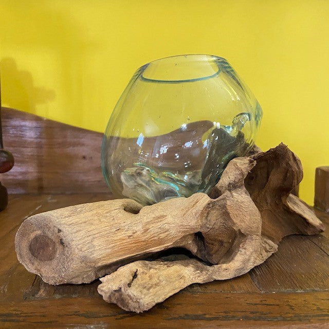 Soprammobile etnico vaso orchidea bicchiere radice - ETNICBAY