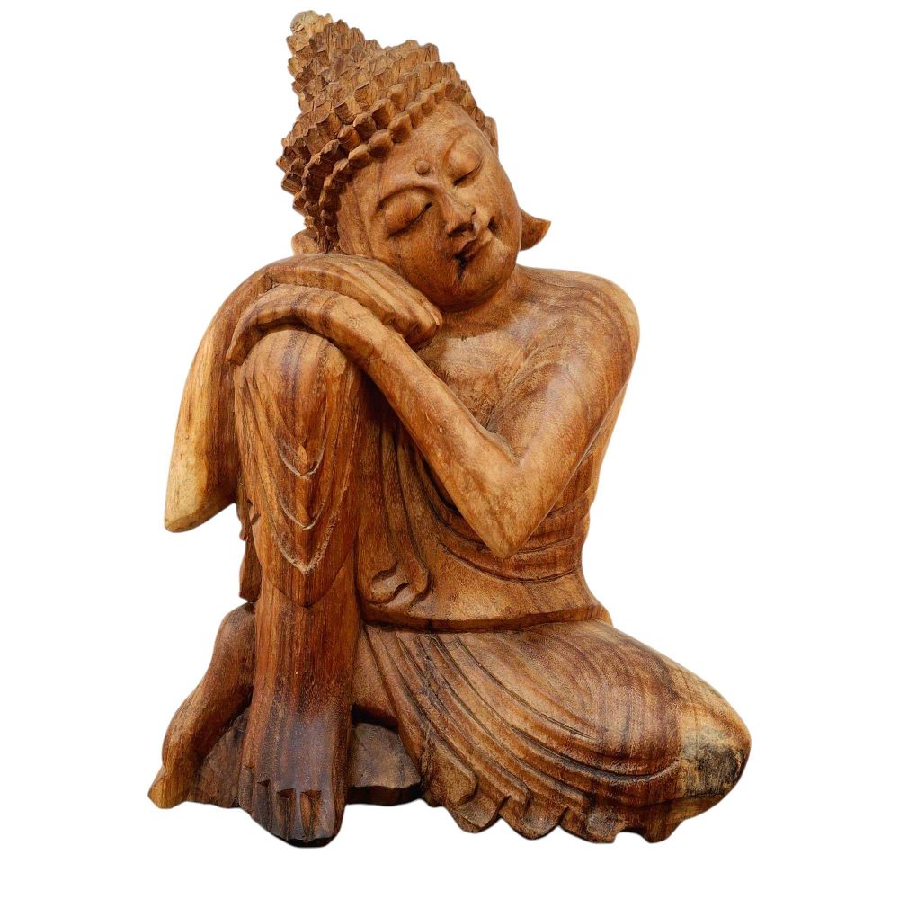 Statuetta Buddha dormiente scultura in legno suar - ETNICBAY
