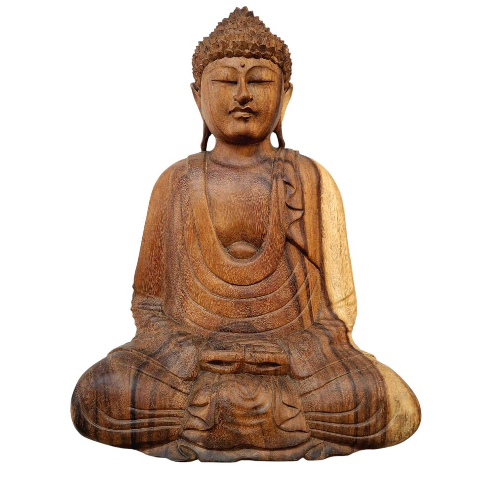 Statuetta Buddha legno suar in meditazione