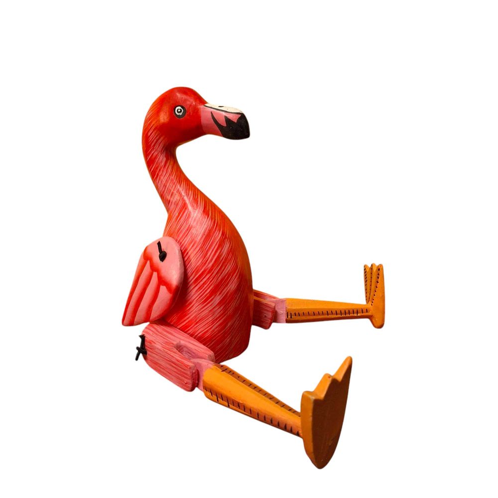 Statuetta fenicottero in legno soprammobile