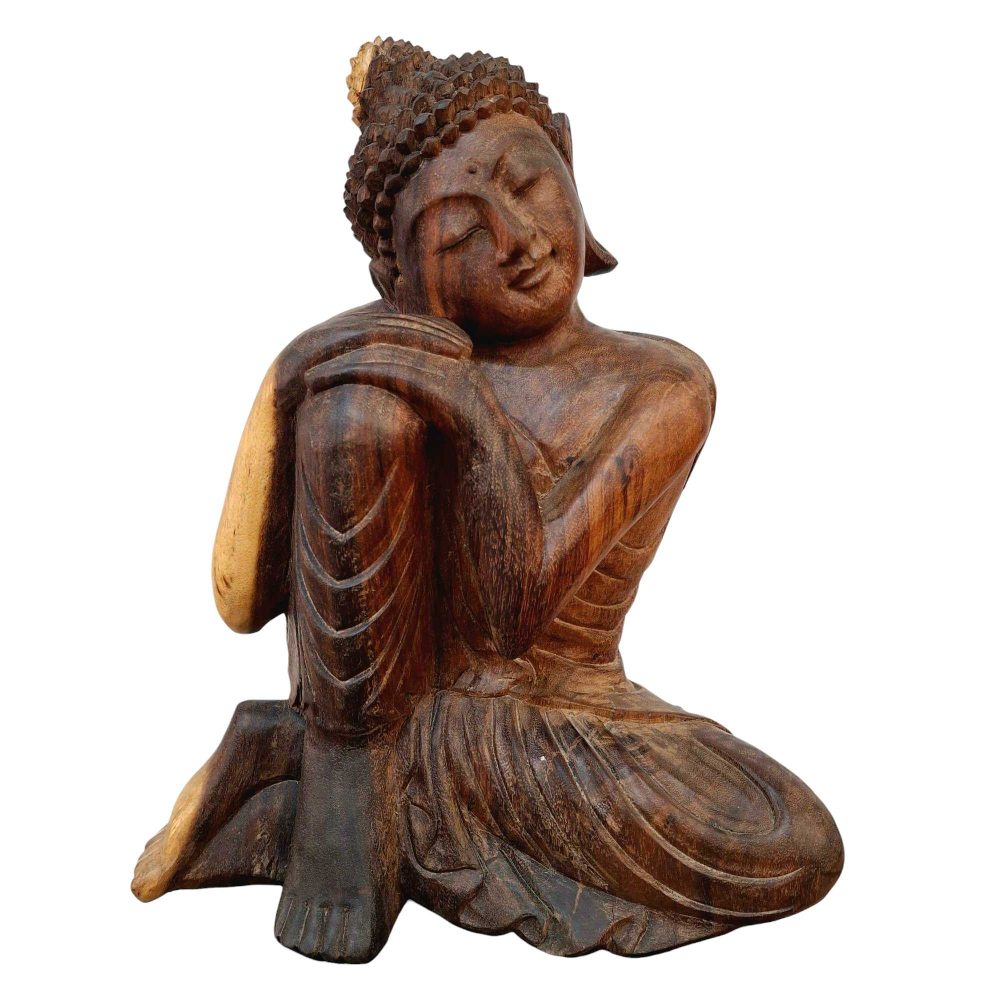 Statuetta in legno suar Buddha scultura dormiente