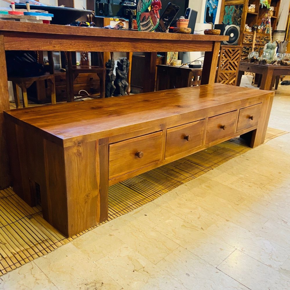 Porta Tv Minimal Tavolino Salotto In Legno Teak - ETNICBAY