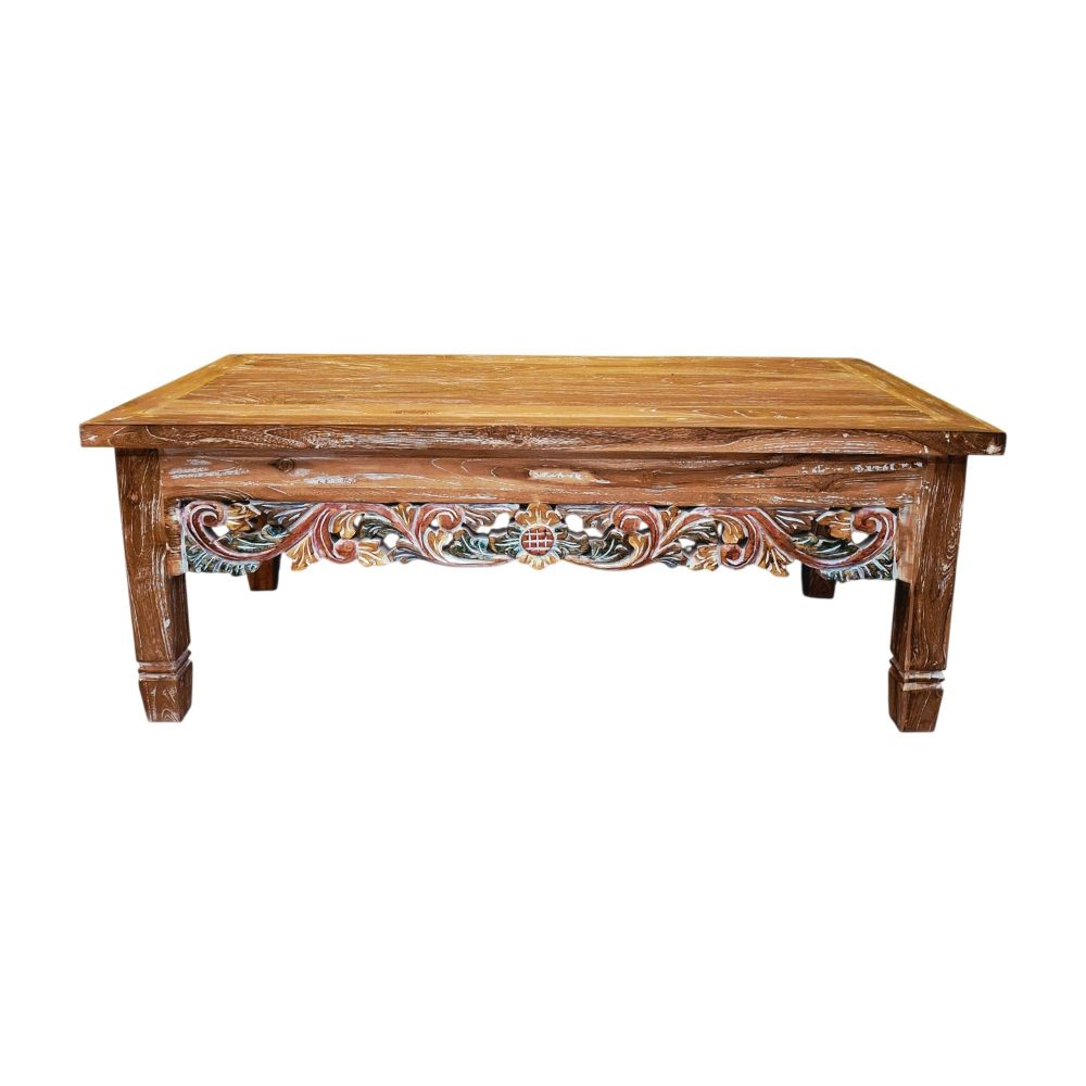 Tavolino etnico da salotto in legno teak shabby chic - ETNICBAY