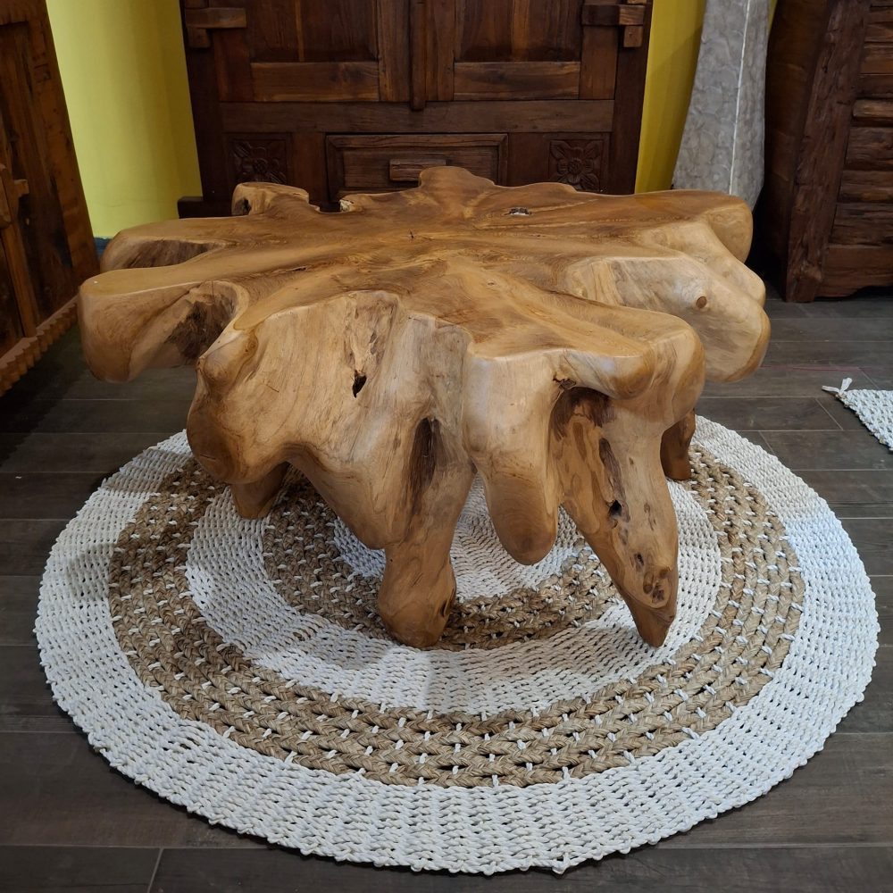 Tavolino etnico da salotto in radice di teak per interno ed esterno - ETNICBAY