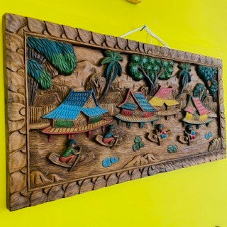 Paesaggio orientale stile esotico quadro etnico in rilievo - ETNICBAY