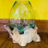 Vaso etnico vetro fuso su radice ampolla acquario - ETNICBAY