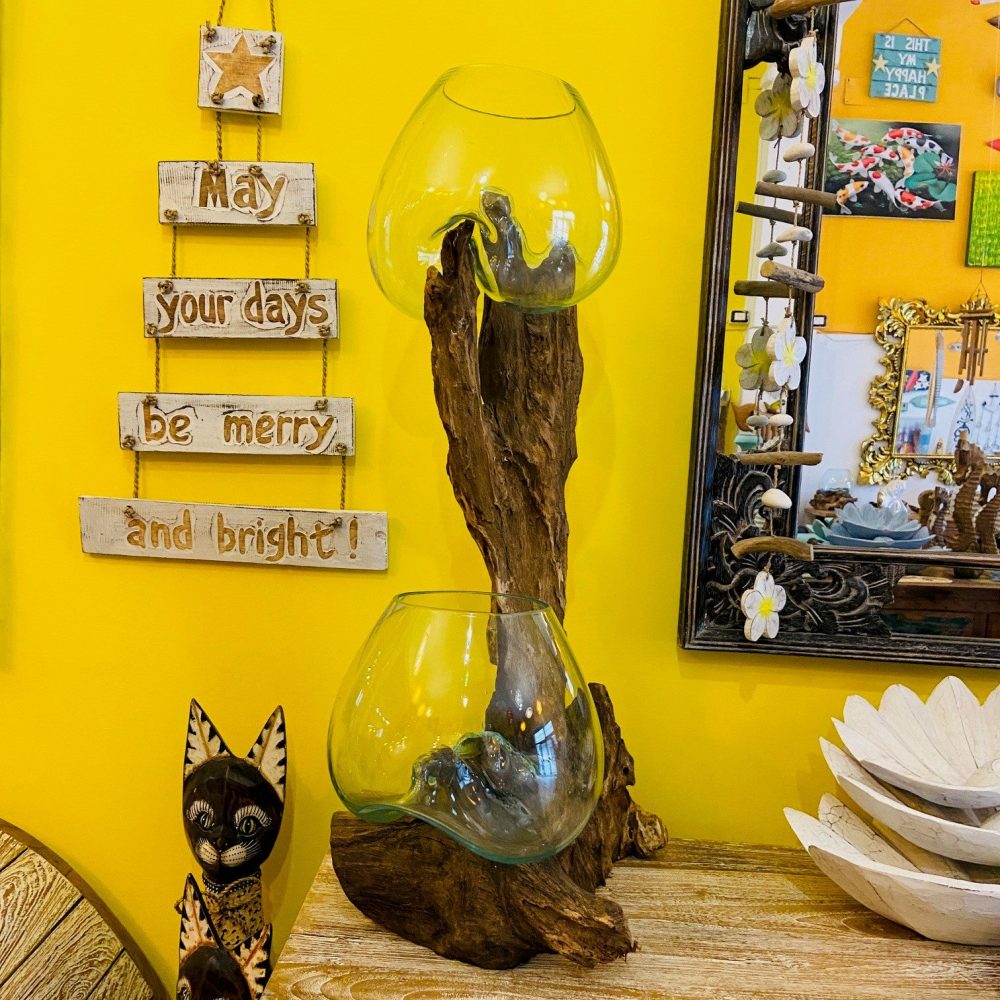 Vaso Vetro Soffiato Radice Acquario Ampolla Art - ETNICBAY