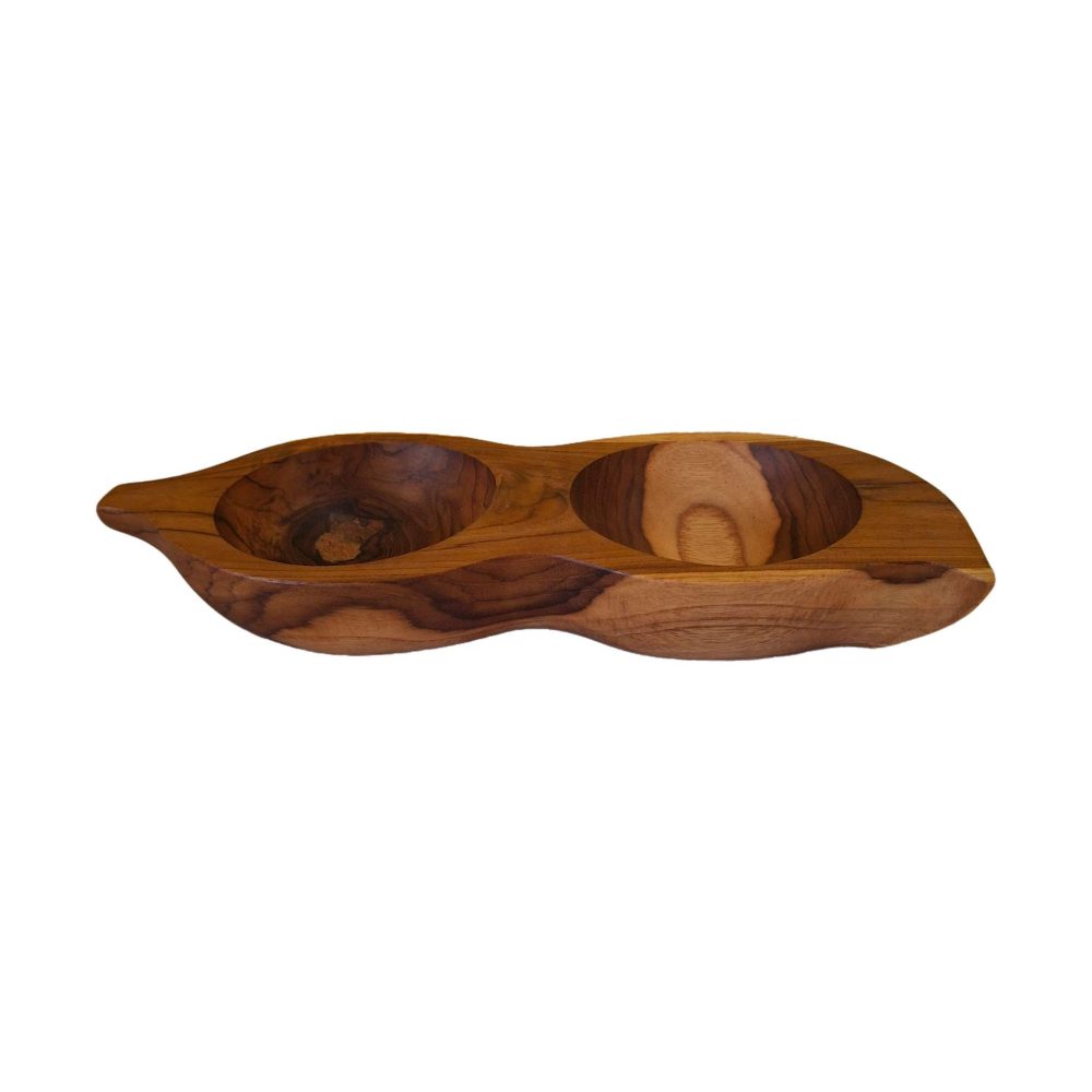 Vassoio antipasti doppio in legno teak